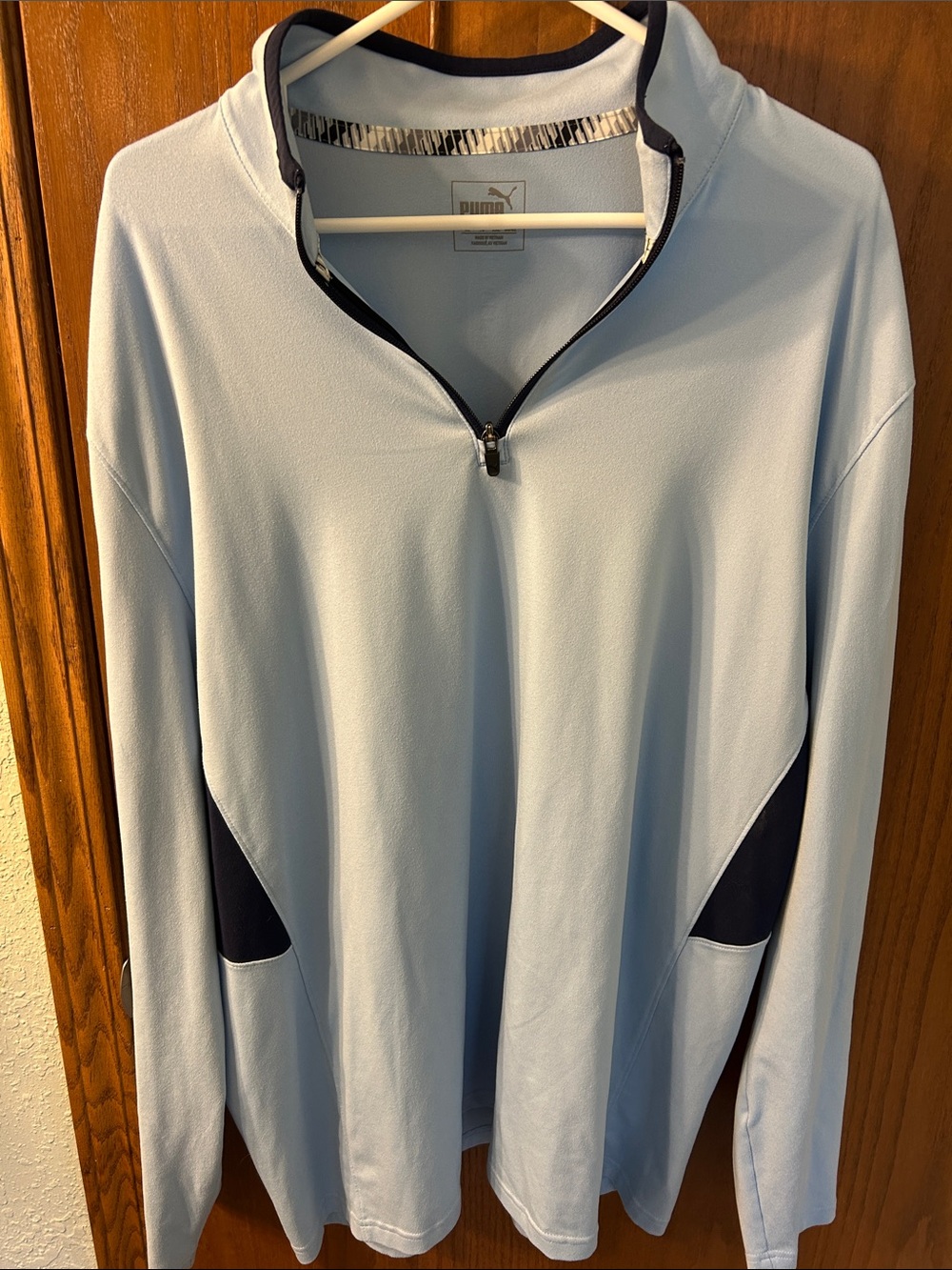 Puma Light Blue and Navy Quarter-Zip Men's Sweater